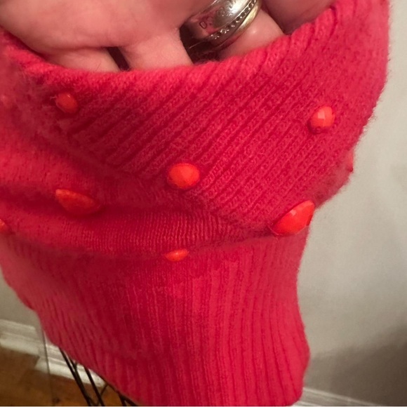 Vintage Chanel coral cashmere Cowl Neck Sweater dress stone embellishments - Picture 6 of 10